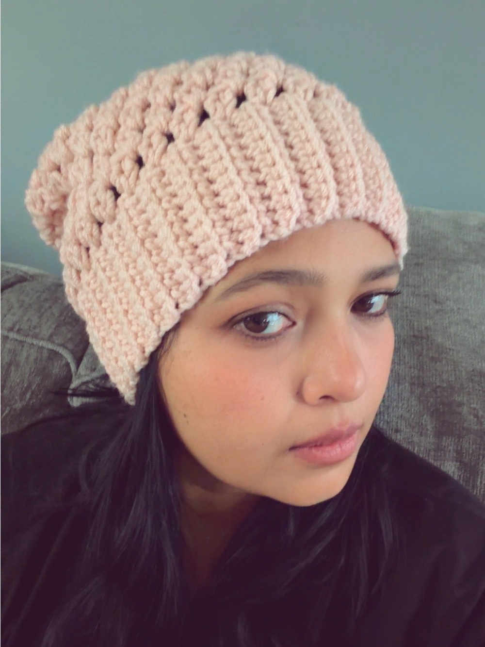 Handmade Light Pink Crochet Beanie - Women Accessories